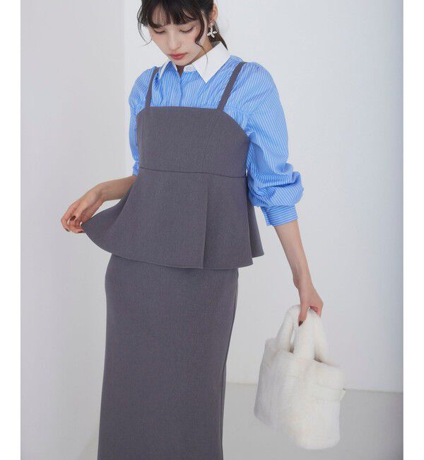 VIS「【WEB限定】【美easy】ウーリッシュ ペプラム切替キャミワンピース【洗える】」|ワンピース|