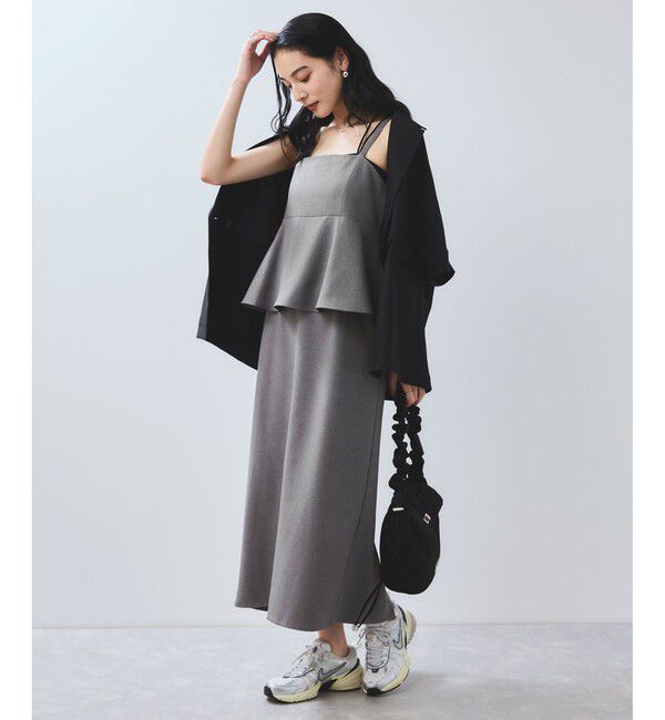 VIS「【WEB限定】【美easy】ウーリッシュ ペプラム切替キャミワンピース【洗える】」|ワンピース|