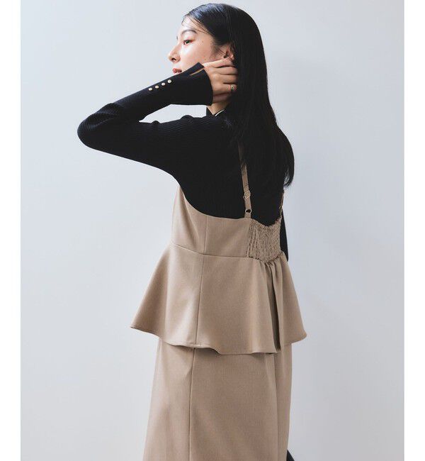 VIS「【WEB限定】【美easy】ウーリッシュ ペプラム切替キャミワンピース【洗える】」|ワンピース|ベージュ(27)