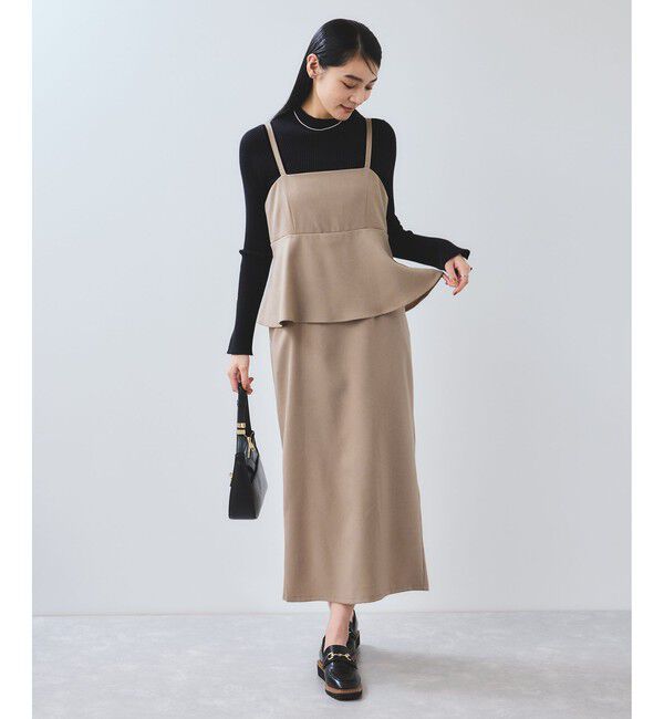 VIS「【WEB限定】【美easy】ウーリッシュ ペプラム切替キャミワンピース【洗える】」|ワンピース|