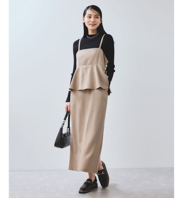 VIS「【WEB限定】【美easy】ウーリッシュ ペプラム切替キャミワンピース【洗える】」|ワンピース|