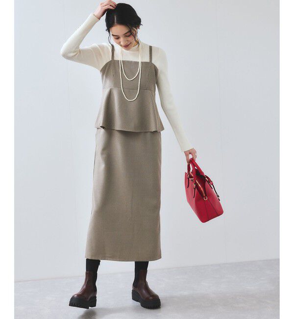 VIS「【WEB限定】【美easy】ウーリッシュ ペプラム切替キャミワンピース【洗える】」|ワンピース|ベージュ系(29)