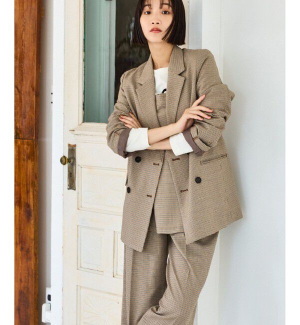 VIS「【美easy】ウーリッシュダブルブレストテーラードジャケット【セットアップ対応/洗える】」|テーラードジャケット|