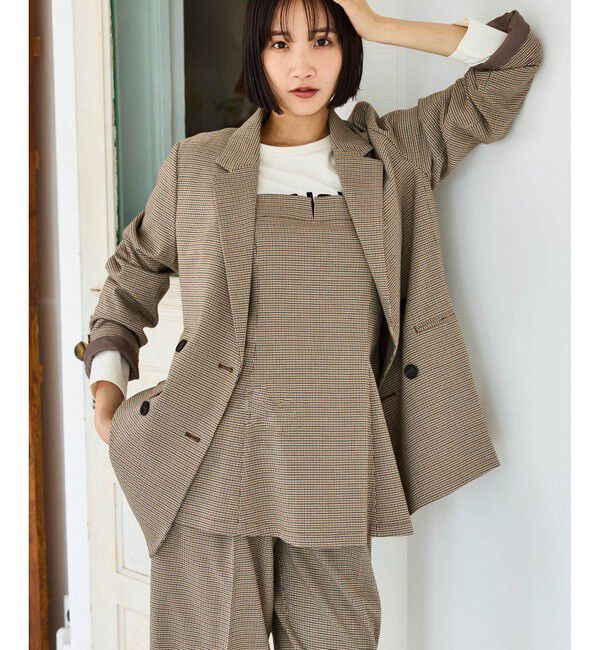 VIS「【美easy】ウーリッシュダブルブレストテーラードジャケット【セットアップ対応/洗える】」|テーラードジャケット|