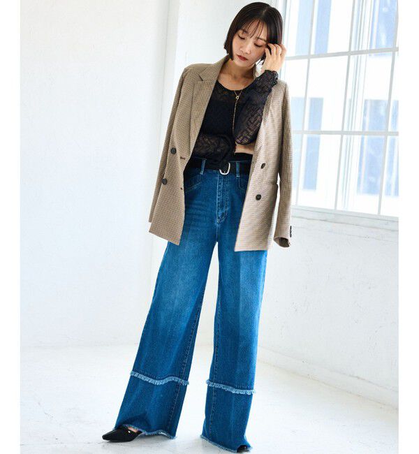 VIS「【美easy】ウーリッシュダブルブレストテーラードジャケット【セットアップ対応/洗える】」|テーラードジャケット|