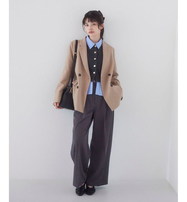 VIS「【美easy】ウーリッシュダブルブレストテーラードジャケット【セットアップ対応/洗える】」|テーラードジャケット|