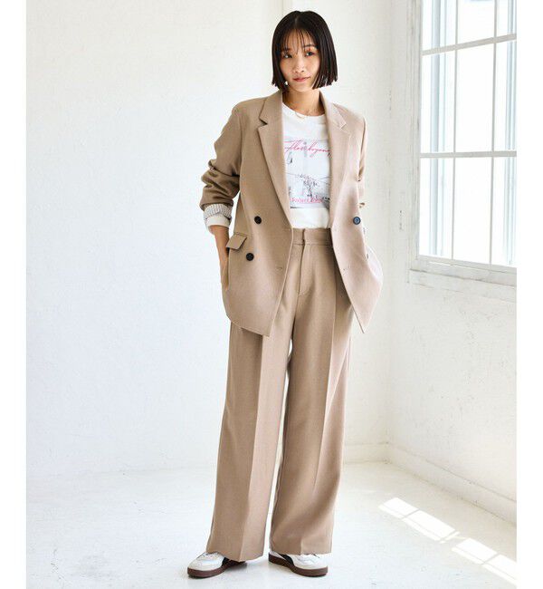 VIS「【美easy】ウーリッシュダブルブレストテーラードジャケット【セットアップ対応/洗える】」|テーラードジャケット|