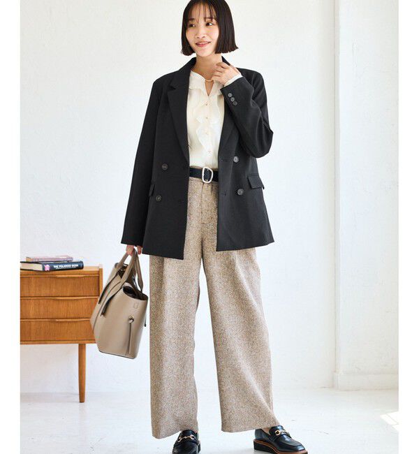 VIS「【美easy】ウーリッシュダブルブレストテーラードジャケット【セットアップ対応/洗える】」|テーラードジャケット|