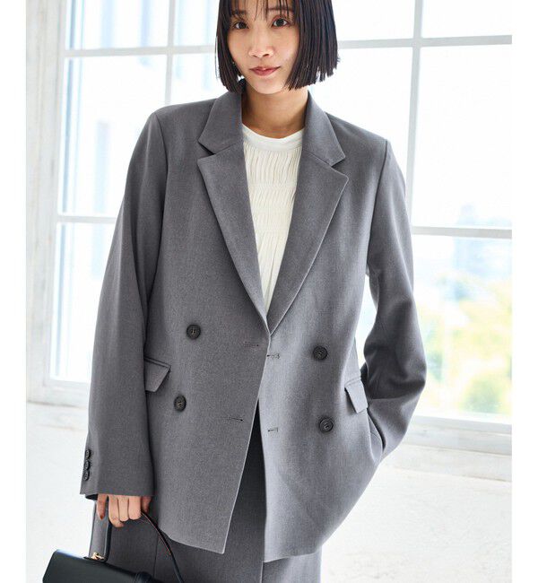 VIS「【美easy】ウーリッシュダブルブレストテーラードジャケット【セットアップ対応/洗える】」|テーラードジャケット|