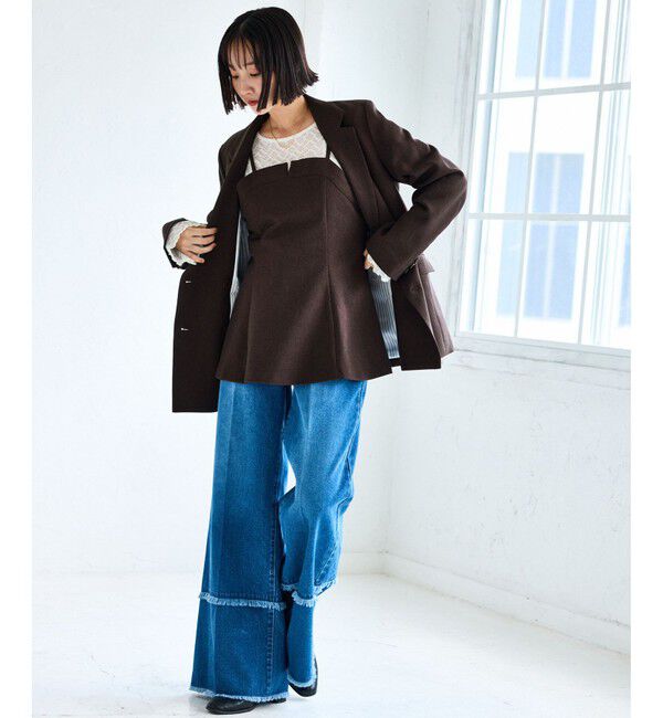 VIS「【美easy】ウーリッシュダブルブレストテーラードジャケット【セットアップ対応/洗える】」|テーラードジャケット|