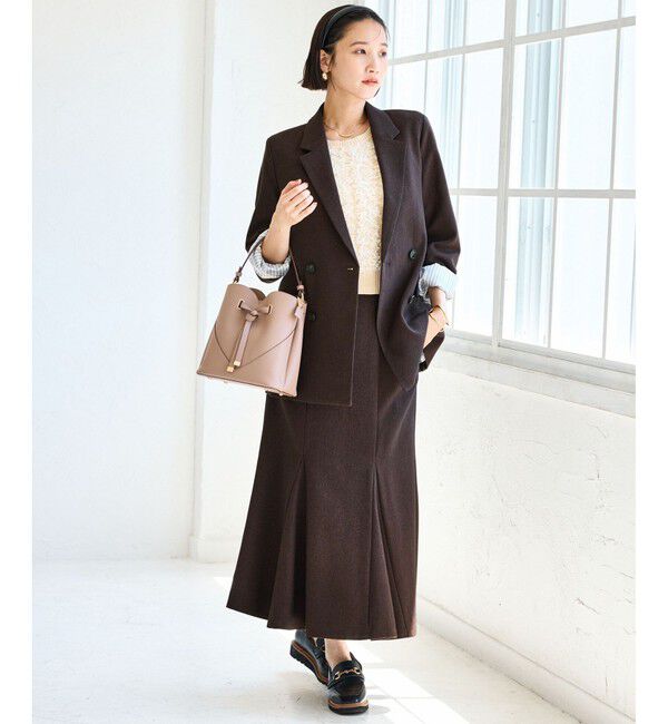 VIS「【美easy】ウーリッシュダブルブレストテーラードジャケット【セットアップ対応/洗える】」|テーラードジャケット|