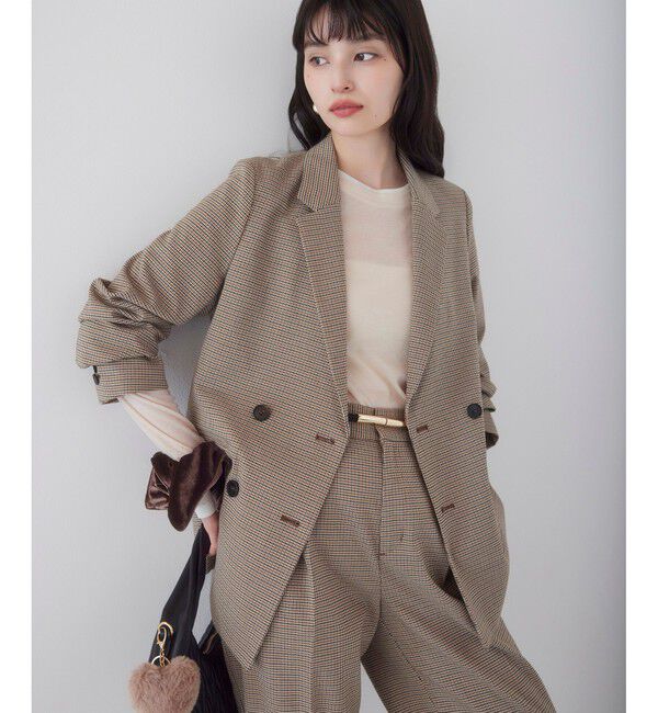 VIS「【美easy】ウーリッシュダブルブレストテーラードジャケット【セットアップ対応/洗える】」|テーラードジャケット|ベージュ系(29)