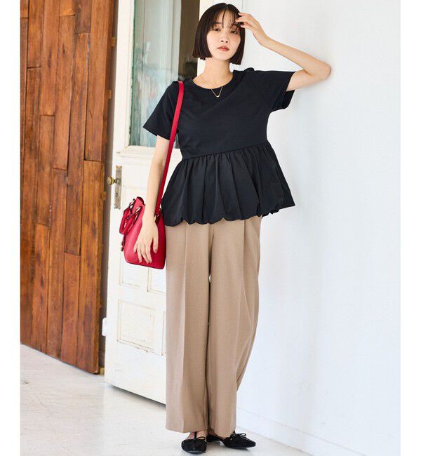 VIS「【美easy】ウーリッシュワンタックワイドパンツ【セットアップ対応/洗える】」|スラックス|