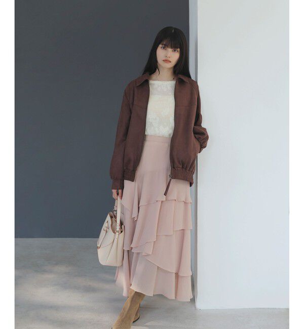 VIS「合皮＆スエードライクジップアップブルゾン」|ブルゾン・スタジャン|