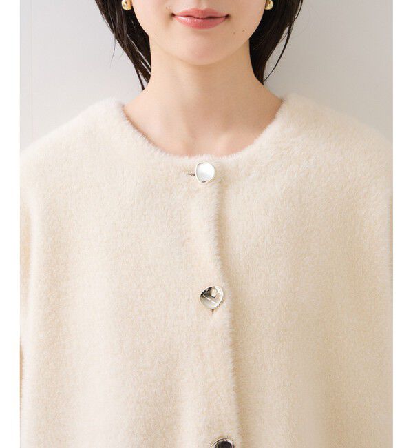 VIS「接結メタルボタンミニフェザーニットコート」|ノーカラージャケット|