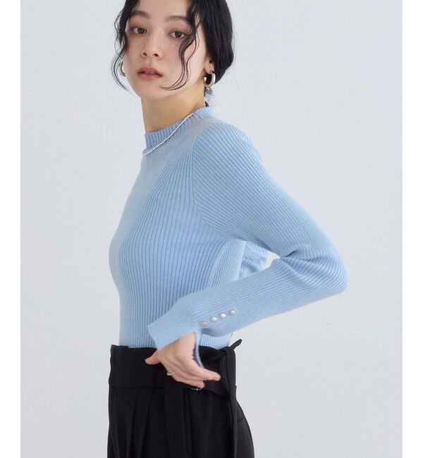 VIS「【美得】スリーブ釦アクセントリブニット/WEB限定FSサイズ・静電気防止」|ニット・セーター|