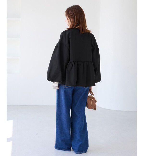 VIS「【WEB限定】バルーンスリーブペプラムブルゾン」|ブルゾン・スタジャン|