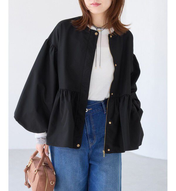 VIS「【WEB限定】バルーンスリーブペプラムブルゾン」|ブルゾン・スタジャン|