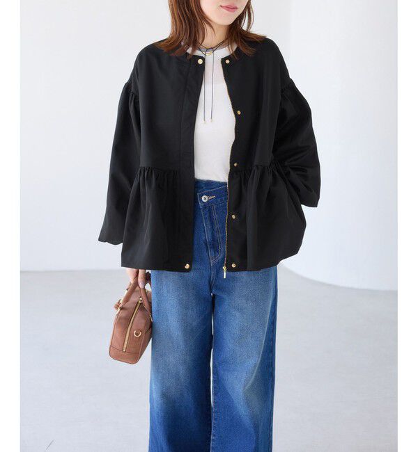 VIS「【WEB限定】バルーンスリーブペプラムブルゾン」|ブルゾン・スタジャン|