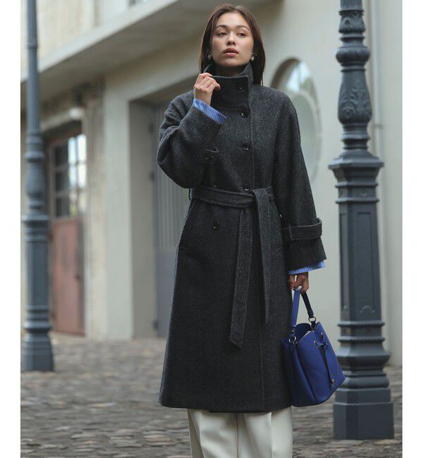 VIS「尾州シャギースタンドカラーロングコート/静電気防止・WEB限定PS・TMサイズ」|その他|