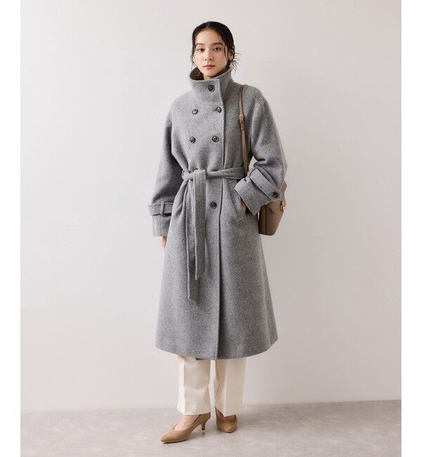 VIS「尾州シャギースタンドカラーロングコート/静電気防止・WEB限定PS・TMサイズ」|その他|