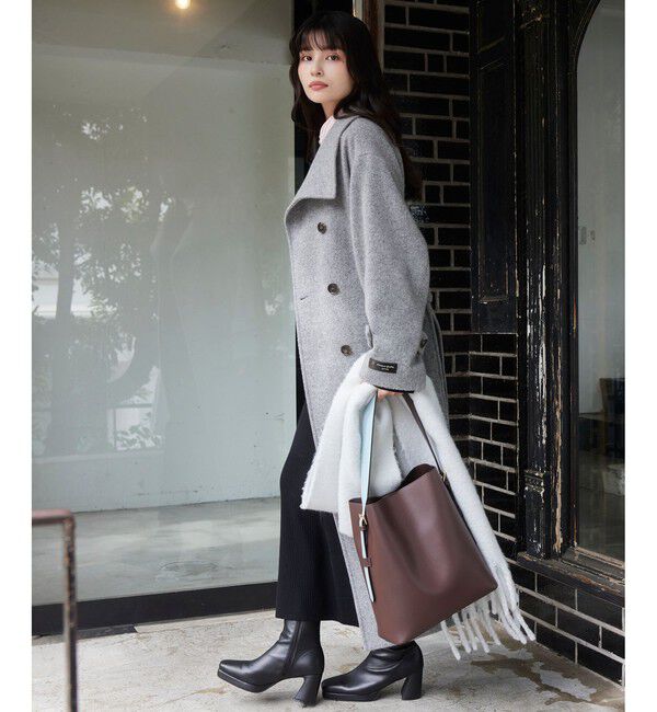 VIS「尾州シャギースタンドカラーロングコート/静電気防止・WEB限定PS・TMサイズ」|その他|