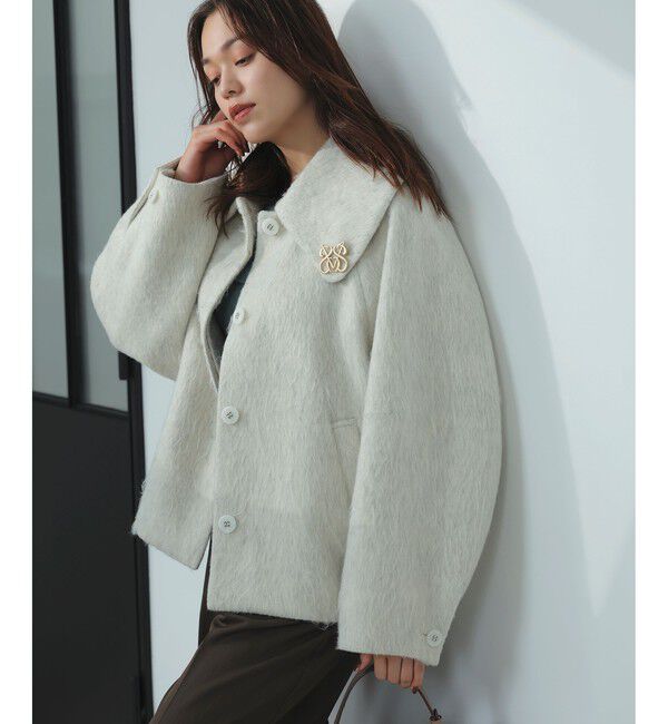 VIS「【アウター総選挙1位】ビッグカラーモモンガシャギーショートコート」|ブルゾン・スタジャン|