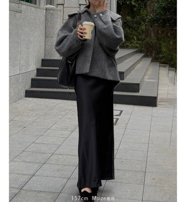 VIS「【アウター総選挙1位】ビッグカラーモモンガシャギーショートコート」|ブルゾン・スタジャン|