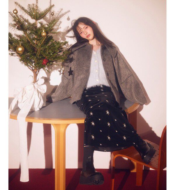 VIS「【アウター総選挙1位】ビッグカラーモモンガシャギーショートコート」|ブルゾン・スタジャン|