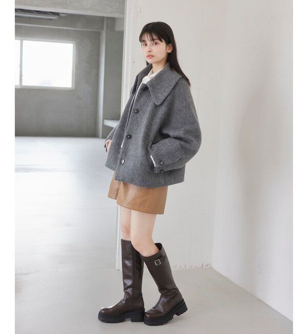 VIS「【アウター総選挙1位】ビッグカラーモモンガシャギーショートコート」|ブルゾン・スタジャン|