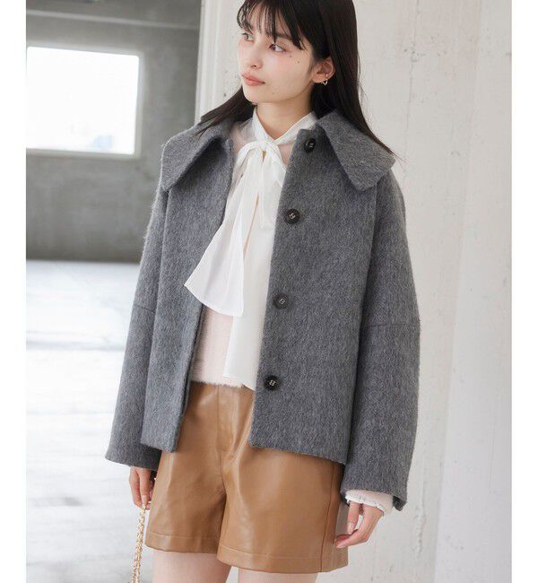 VIS「【アウター総選挙1位】ビッグカラーモモンガシャギーショートコート」|ブルゾン・スタジャン|