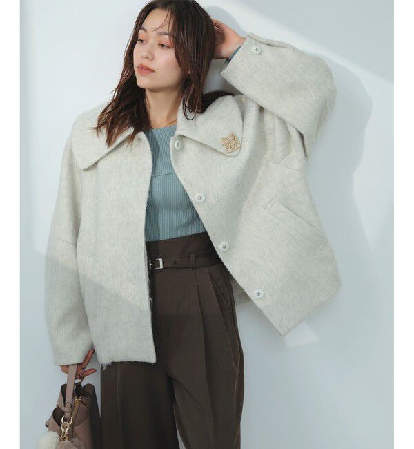 VIS「【アウター総選挙1位】ビッグカラーモモンガシャギーショートコート」|ブルゾン・スタジャン|