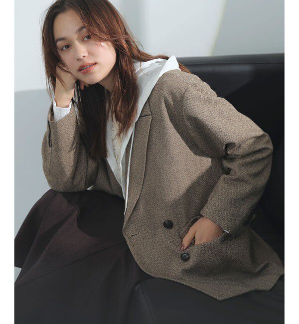 VIS「ヘリンボーンツイードベルテッドジャケット/セットアップ対応」|テーラードジャケット|