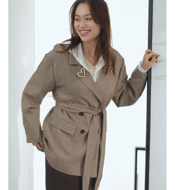 VIS「ヘリンボーンツイードベルテッドジャケット/セットアップ対応」|テーラードジャケット|