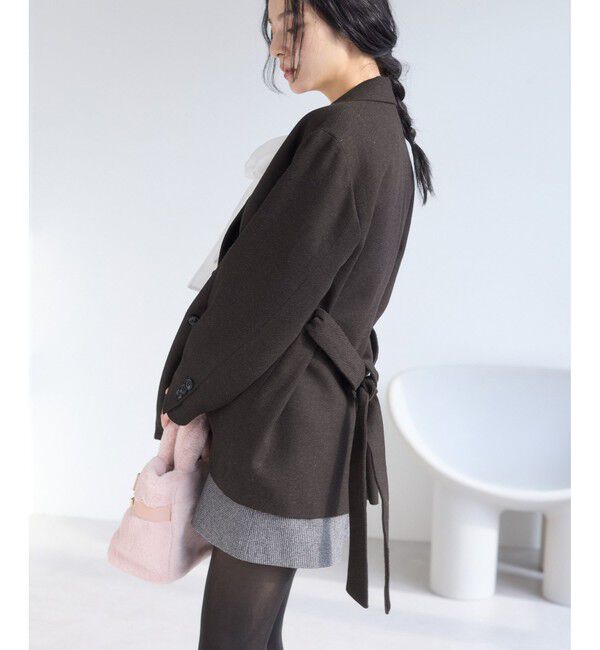 VIS「ヘリンボーンツイードベルテッドジャケット/セットアップ対応」|テーラードジャケット|