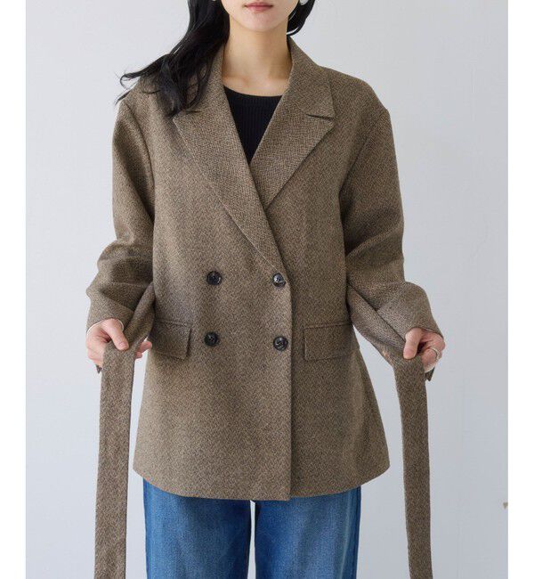 VIS「ヘリンボーンツイードベルテッドジャケット/セットアップ対応」|テーラードジャケット|