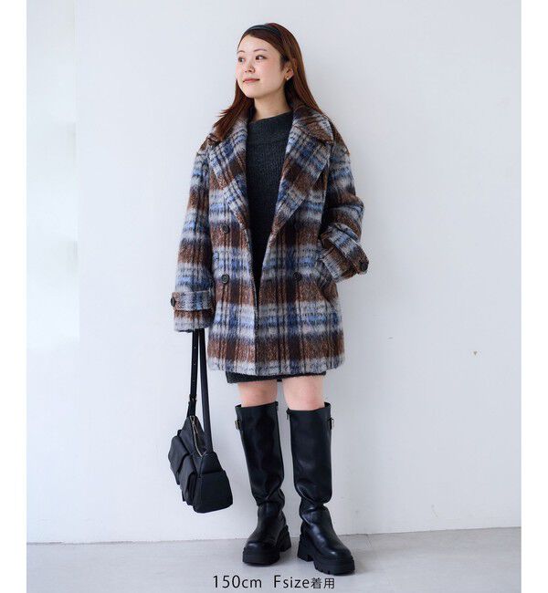 VIS「【WEB限定】シャギーミディ丈Pコート」|ピーコート|