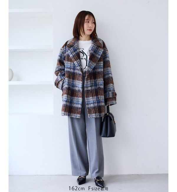 VIS「【WEB限定】シャギーミディ丈Pコート」|ピーコート|