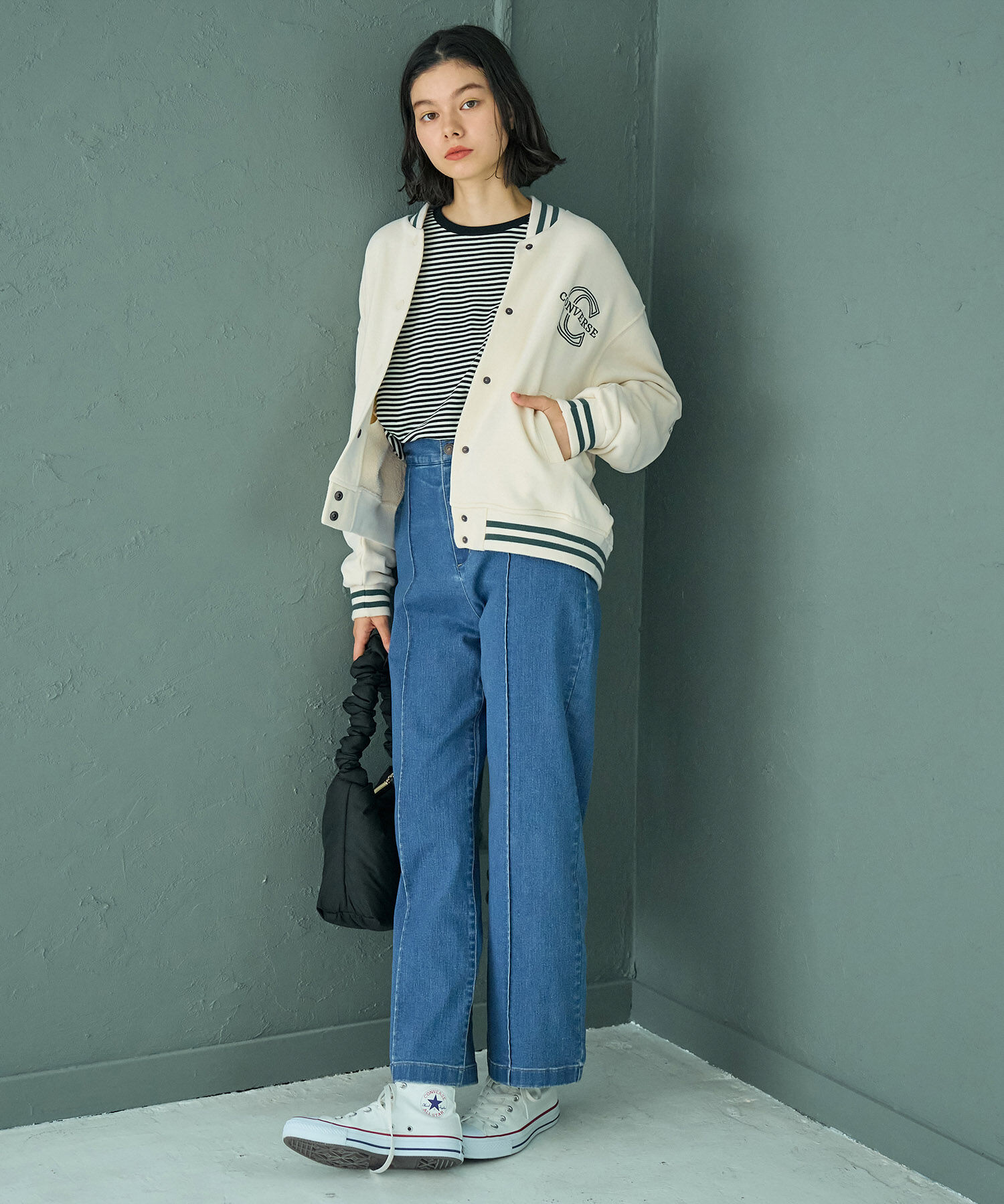 ROPE' PICNIC R「【CONVERSE/コンバース】裏毛リブラインスタジャン」|ブルゾン・スタジャン|