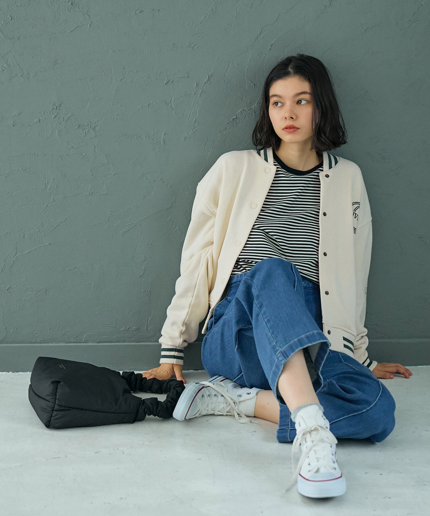 ROPE' PICNIC R「【CONVERSE/コンバース】裏毛リブラインスタジャン」|ブルゾン・スタジャン|