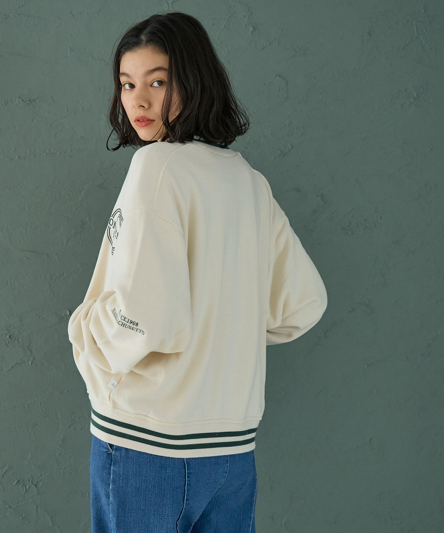 ROPE' PICNIC R「【CONVERSE/コンバース】裏毛リブラインスタジャン」|ブルゾン・スタジャン|