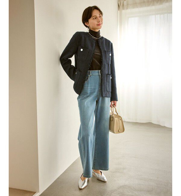 Rope&rsquo;Picnic「セレモニー・通勤対応/ツイードジャケット/リンクコーデ」|ノーカラージャケット|