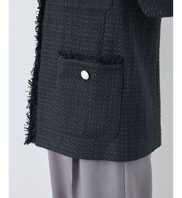 Rope&rsquo;Picnic「セレモニー・通勤対応/ツイードジャケット/リンクコーデ」|ノーカラージャケット|