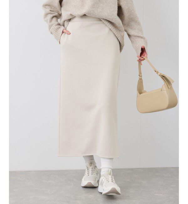 Rope&rsquo;Picnic「【3サイズ展開】裏起毛ボンディングジョーゼットアイラインスカート」|スカート|ベージュサブ