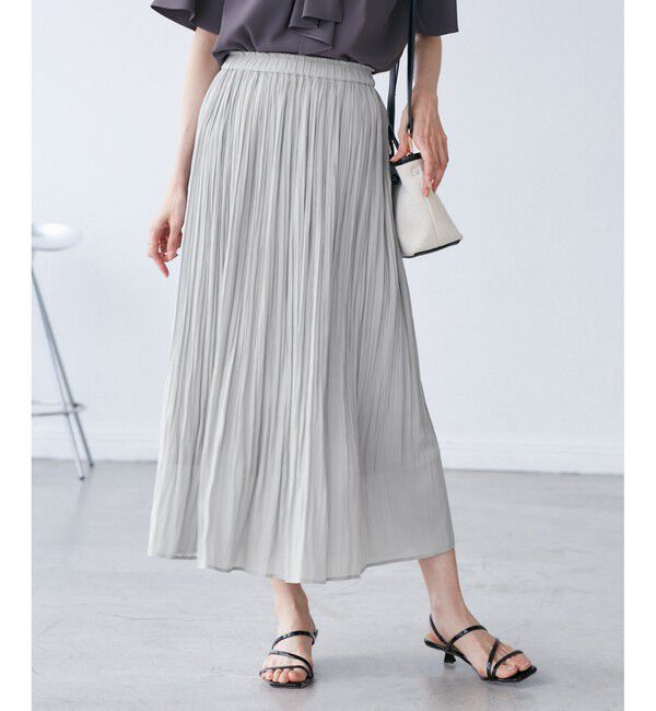 Rope&rsquo;Picnic「【新色追加】着丈が選べるエアリープリーツスカート」|スカート|ライトグレー(08)