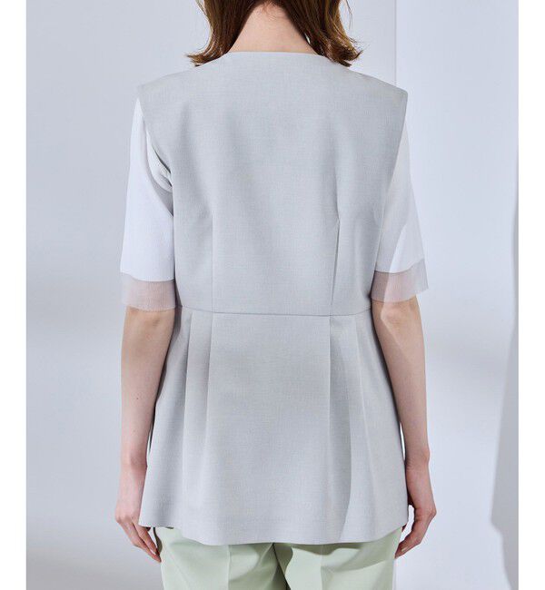 Rope&rsquo;Picnic「【UV対応】【リネンライク・シリーズ】ペプラムジレベスト/通勤・セットアップ対応」|ベスト・ジレ|