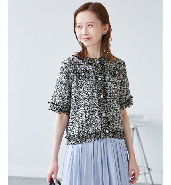 Rope&rsquo;Picnic「【サマー・ツイード】ハーフスリーブカーディガン」|カーディガン|
