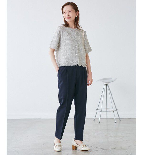 Rope&rsquo;Picnic「【サマー・ツイード】ハーフスリーブカーディガン」|カーディガン|