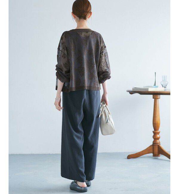 Rope&rsquo;Picnic「透かし編み花柄Vネックカーディガン」|カーディガン|