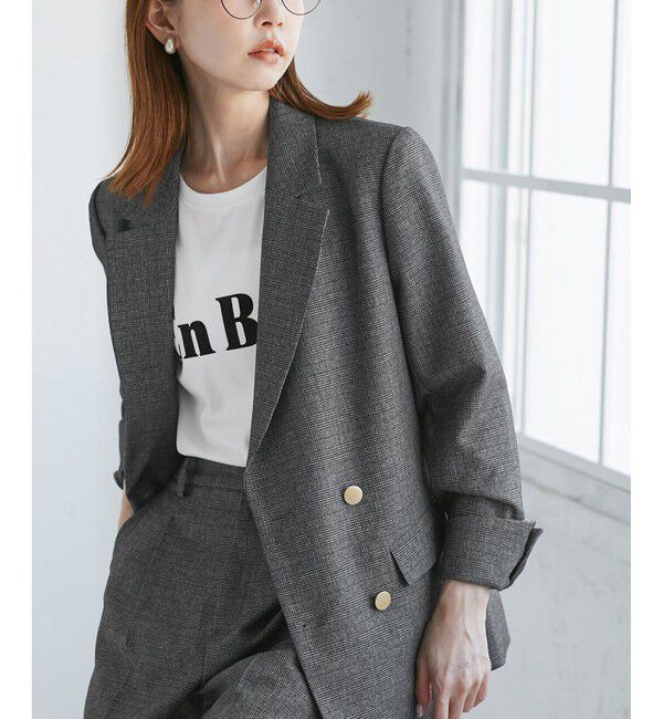Rope&rsquo;Picnic「【WEB限定・ミドル丈】レディハンサムシリーズ ウールライク金ボタンジャケット(半裏地)/通勤対応」|テーラードジャケット|